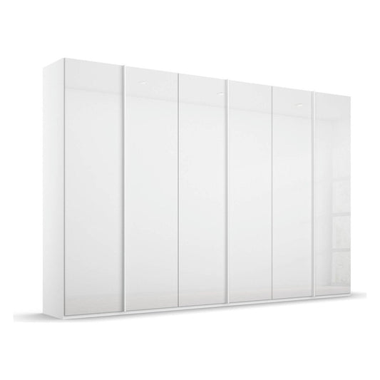 Symphony 301cm 6 Door Hinged Wardrobe in White Glass