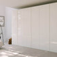 Symphony 301cm 6 Door Hinged Wardrobe in White Glass - Styled in a Bedroom