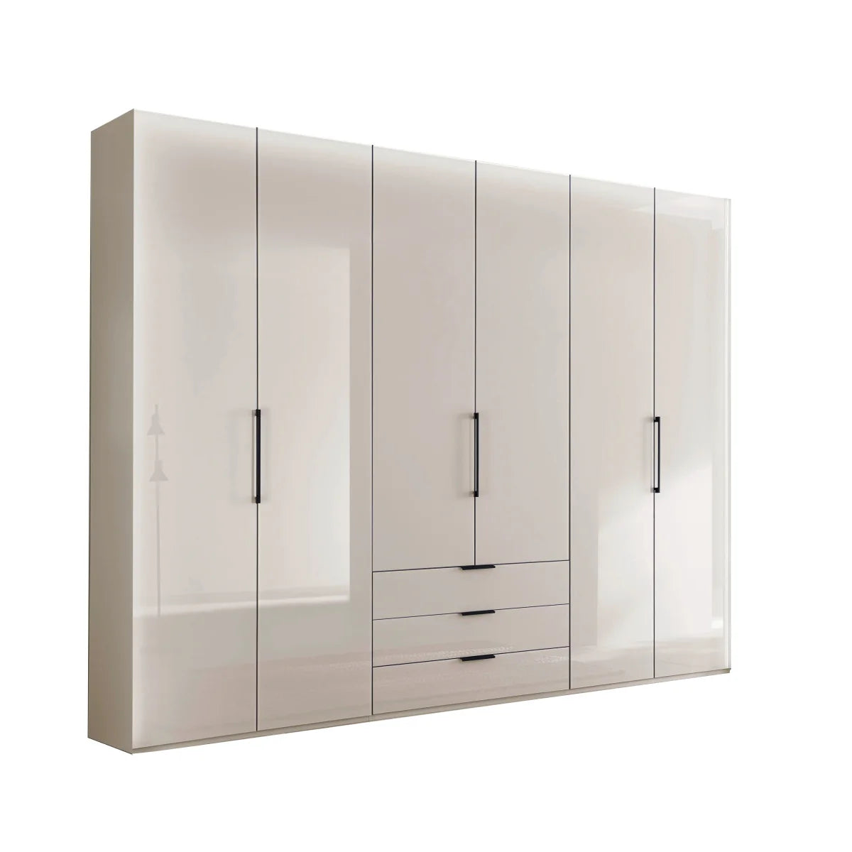 Templin 2000 Champagne Glass 6 Door 3 Drawers 225cm Bifold Wardrobe 