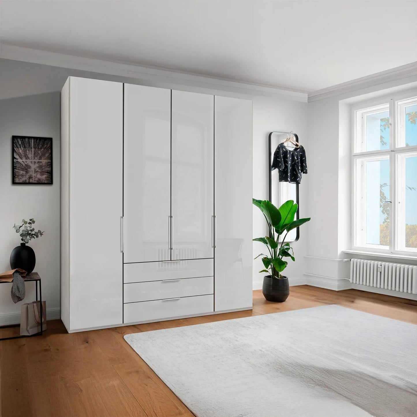 Templin 2000 4 Door 3 Drawers Wardrobe - W200cm - Styled in a Room