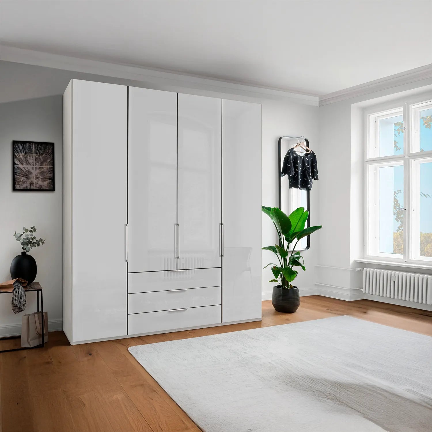 Templin 2000 4 Door 3 Drawers Wardrobe - W200cm - Styled in a Room