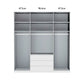 Templin 2000 4 Door 3 Drawers Wardrobe - W200cm - Interior View With Dimensions