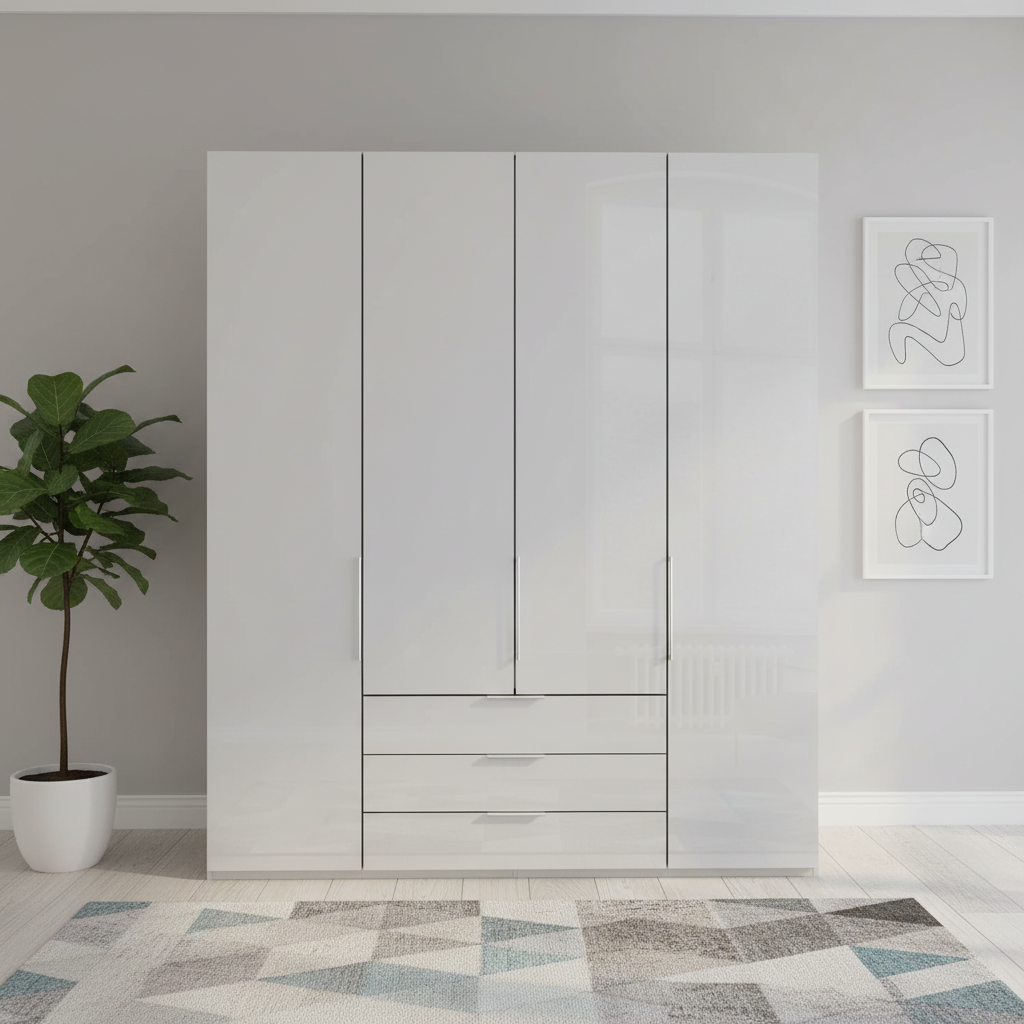 Templin 2000 4 Door 3 Drawers Wardrobe - W200cm