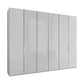 Templin 1000 6 Door Hinged Wardrobe in White Carcase & White Glass Front