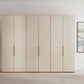 Templin 1000 6 Door Hinged Wardrobe in Bianco Oak Carcase & Champagne Glass Front