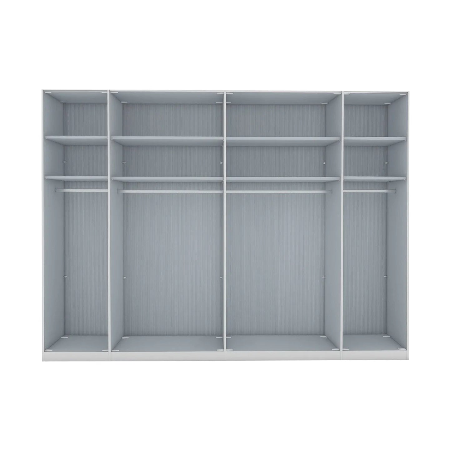 Templin 2000 Bianco Oak Carcase 6 Door 6 Drawer Wardrobe - W250cm - Interior View