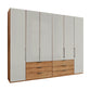 Templin 2000 Bianco Oak Carcase 6 Door 6 Drawer Wardrobe - W300cm -  Side Angle View