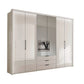 Templin 2000 Champagne Glass 6 Door 3 Drawers 225cm Bifold Wardrobe