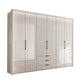 Templin 2000 Champagne Glass 6 Door 3 Drawers 225cm Bifold Wardrobe - Side Angle View