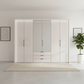 Templin 1000 Champagne Glass 6 Door 3 Drawers 300cm Hinged Wardrobe Free Assembly