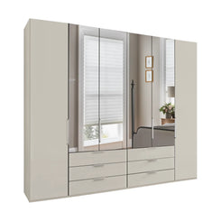 Templin Champagne 2000 Glass 6 Door 6 Drawer Wardrobe With Mirror - W300cm