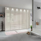 Templin Champagne 2000 Glass 6 Door 6 Drawer Wardrobe- W300cm - Styled in a Room with Lights in Frame