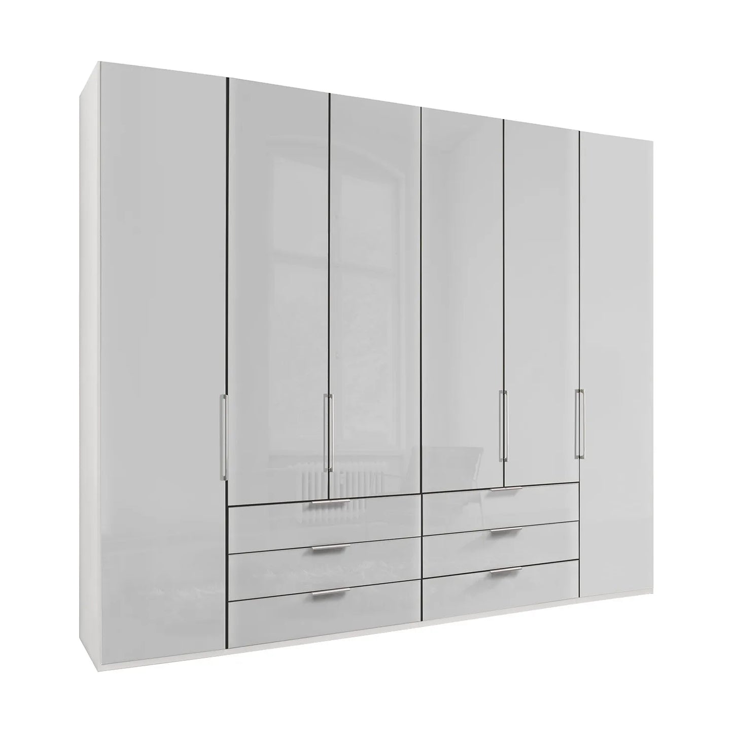 Templin Champagne 2000 Glass 6 Door 6 Drawer Wardrobe - W300cm 