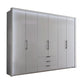 Templin 1000 Pebble Grey Glass 6 Door 3 Drawers 300cm Hinged Wardrobe Free Assembly