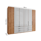Templin 2000 6 Door 6 Drawer Hinged Wardrobe in White - Dimensions