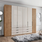 Templin 2000 6 Door 6 Drawer Hinged Wardrobe in Champagne - Styled in a Bedroom