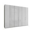 Templin 2000 6 Door Hinged Wardrobe in Pebble Grey Carcase & White Glass Front