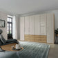 Templin 2000 Bianco Oak Carcase 6 Door 6 Drawer Wardrobe - W250cm - Styled in a Living Room