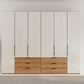 Templin 2000 Bianco Oak Carcase 6 Door 6 Drawer Wardrobe - W250cm
