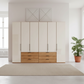 Templin 1000 Bianco Oak Carcase 6 Door 6 Drawer Hinged Wardrobe W250cm