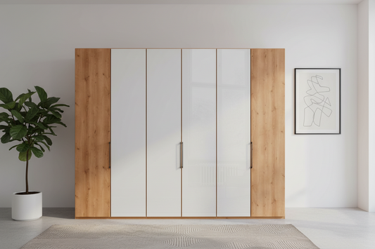 Templin 2000 Bianco Oak Carcase 6 Door Hinged Wardrobe - 300cm