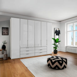 Templin 2000 Glass 6 Door 6 Drawer Wardrobe - W250cm - Styled in a Room