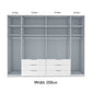 Templin 2000 Glass 6 Door 6 Drawer Wardrobe - W250cm - interior & Drawers View With Dimensions