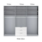 Templin 2000 Bifold Glass 6 Door 3 Drawer Wardrobe in Pebble Grey - 225cm - Interior View With Dimensions