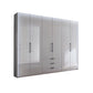 Templin 2000 Pebble Grey Glass 6 Door 3 Drawers 300cm Wardrobe - Side Angle View