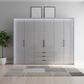 Templin 2000 Pebble Grey Glass 6 Door 3 Drawers 300cm Wardrobe