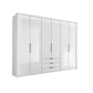 Templin 2000 White Glass 6 Door 3 Drawers 225cm Bifold Wardrobe 