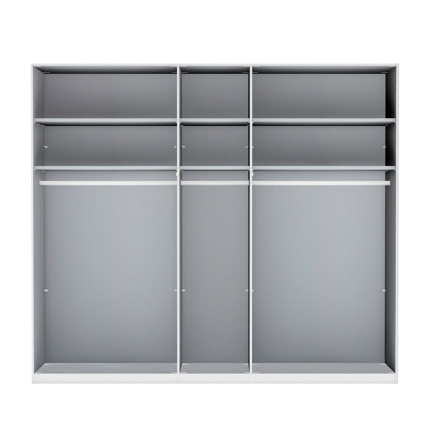 Templin 2000 Bianco Oak Carcase  5 Door Hinged Wardrobe - 250cm - Interior View