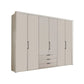 Templin 1000 Champagne Glass 6 Door 3 Drawers 225cm Hinged Wardrobe Free Assembly
