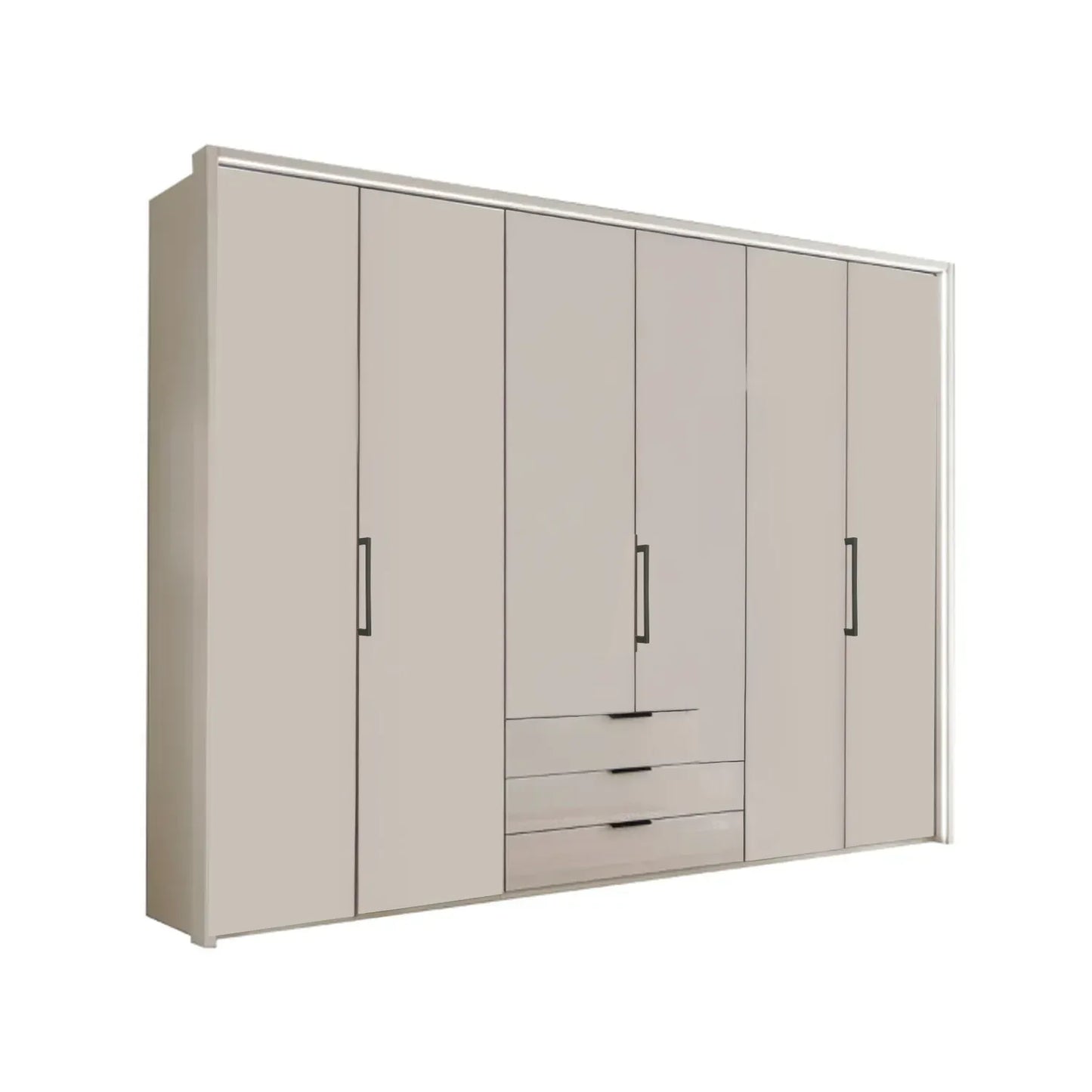 Templin 1000 Champagne Glass 6 Door 3 Drawers 225cm Hinged Wardrobe Free Assembly