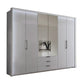Templin 1000 Pebble Grey Glass 6 Door 3 Drawers 300cm Hinged Wardrobe Free Assembly