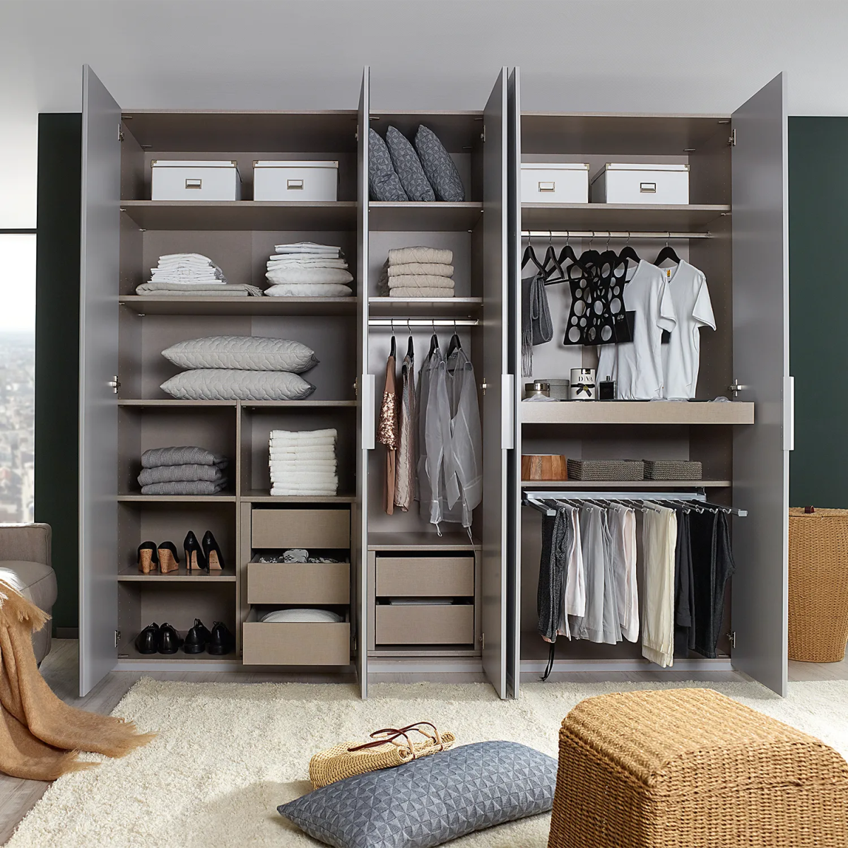 Trouser Pull Out for Rauch Orange Wardrobe - Styled in a Bedroom