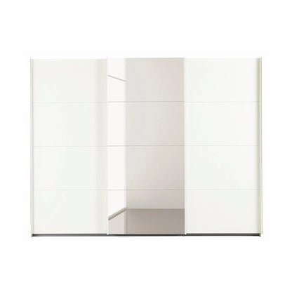 White wardrobe with sliding doors on a white background