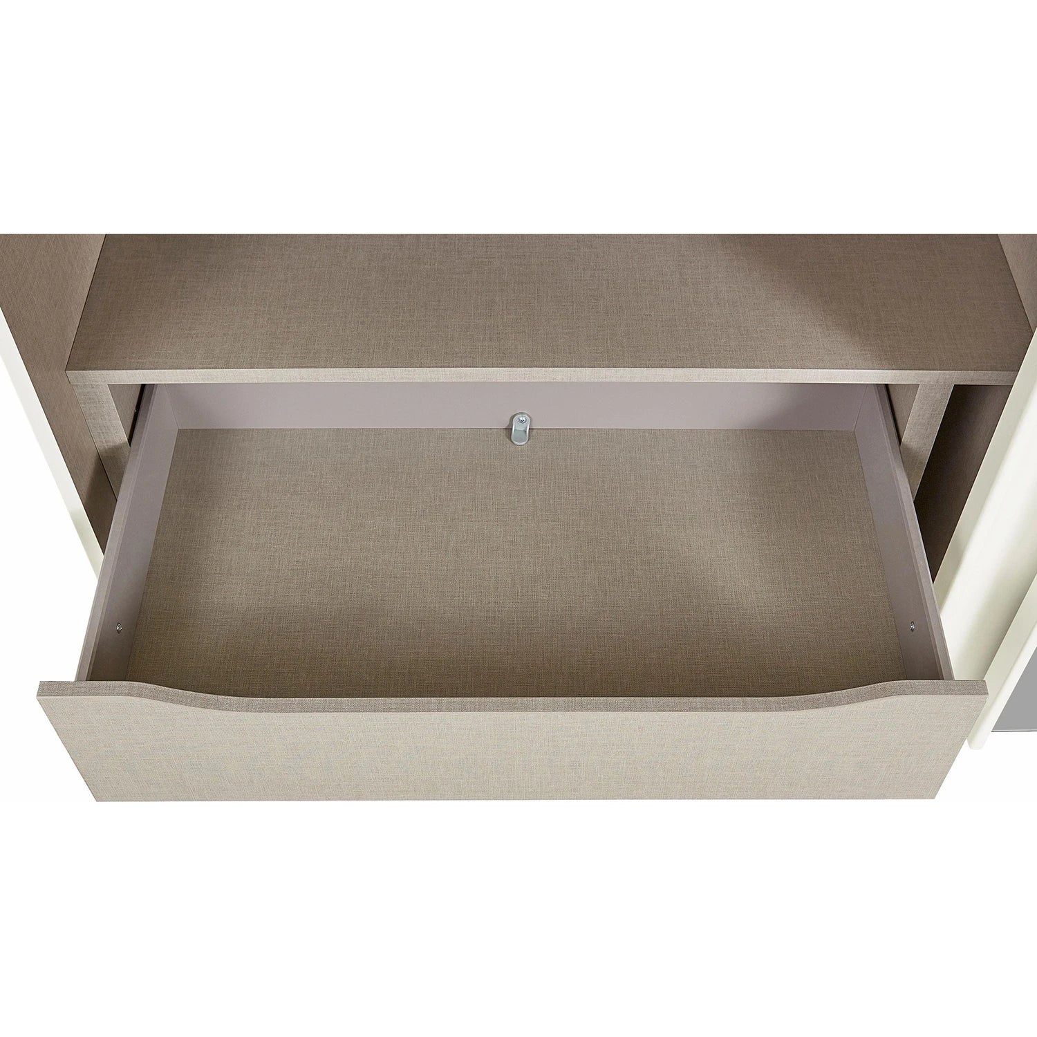 Interior drawer of Tubona 271cm wide White 3 Door Sliding Wardrobe with Mirror 