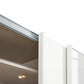 Close up of Doors and top rail of Tubona 271cm wide White 3 Door Sliding Wardrobe with Mirror 
