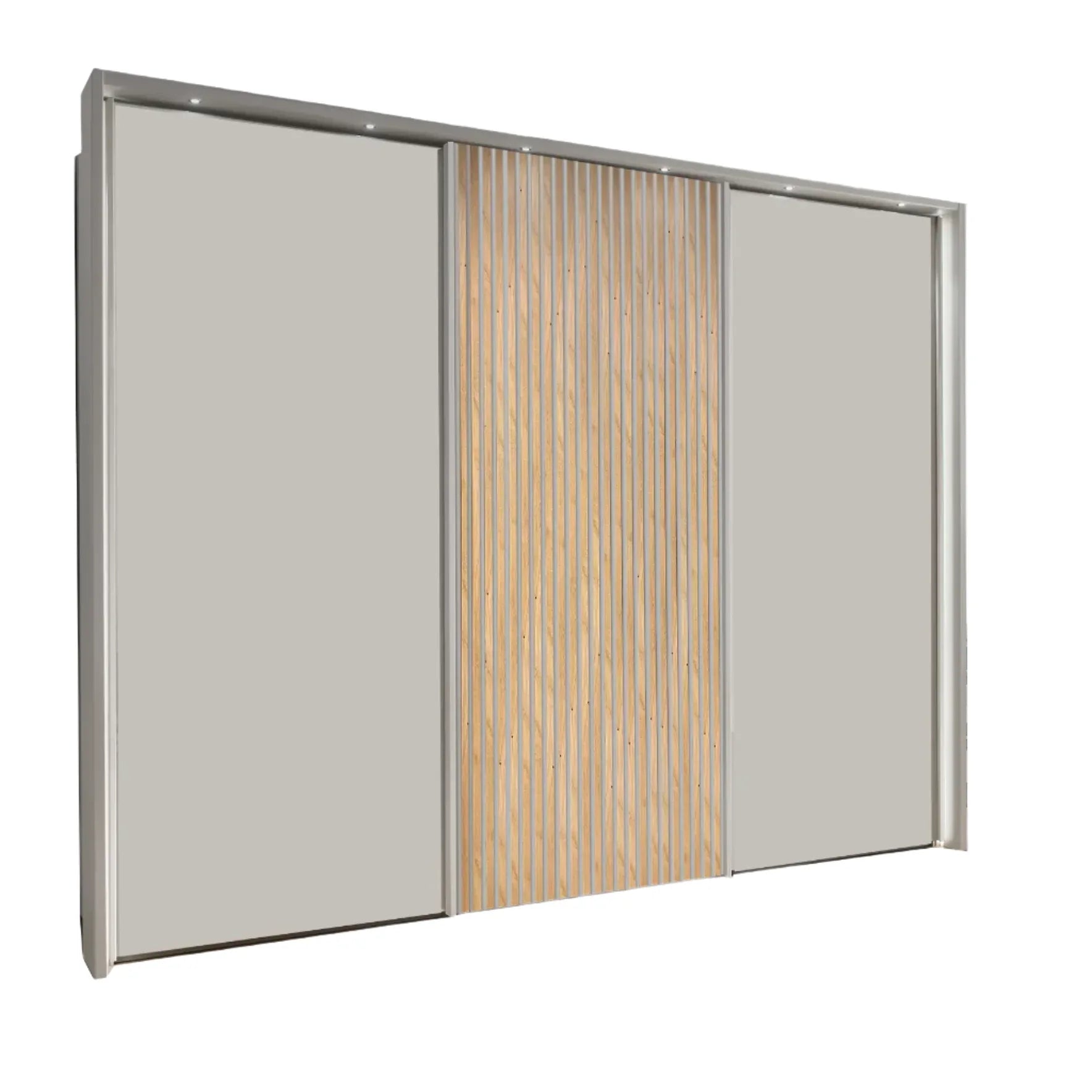 Tulsa 3 Door Decor Champagne Sliding Door Wardrobe with Oak Decking 