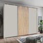 Tulsa 3 Door Decor Champagne Sliding Door Wardrobe with Oak Decking 