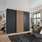Tulsa 3 Door Graphite Sliding Door Wardrobe with Oak Decking - Free Assembly