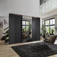 Tulsa 3 Door Graphite Sliding Door Wardrobe with Oak Decking and Mirror 