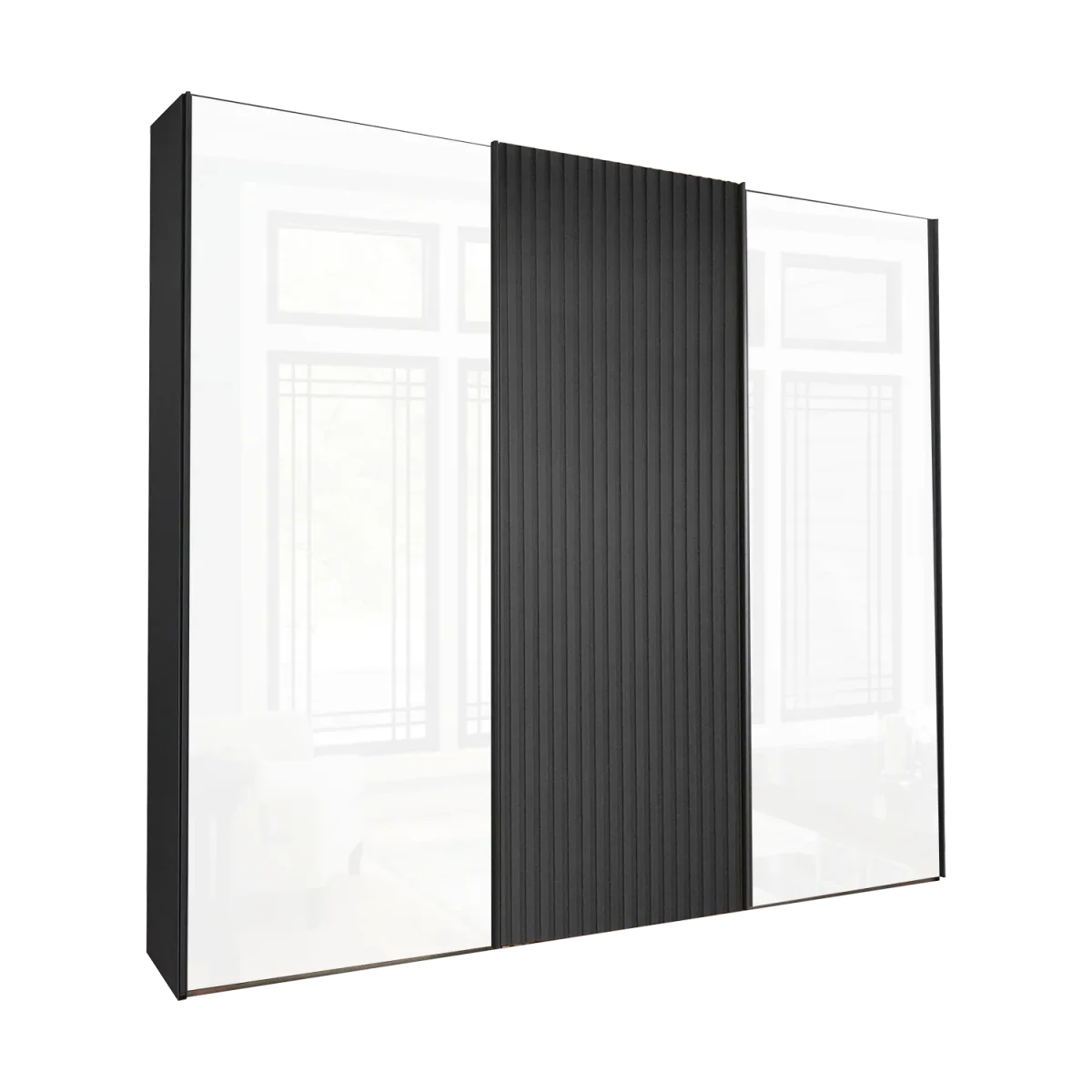 Tulsa 3 Door White Glass Sliding Door Wardrobe with Decking 