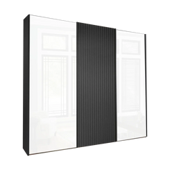 Tulsa 3 Door White Glass Sliding Door Wardrobe with Decking 