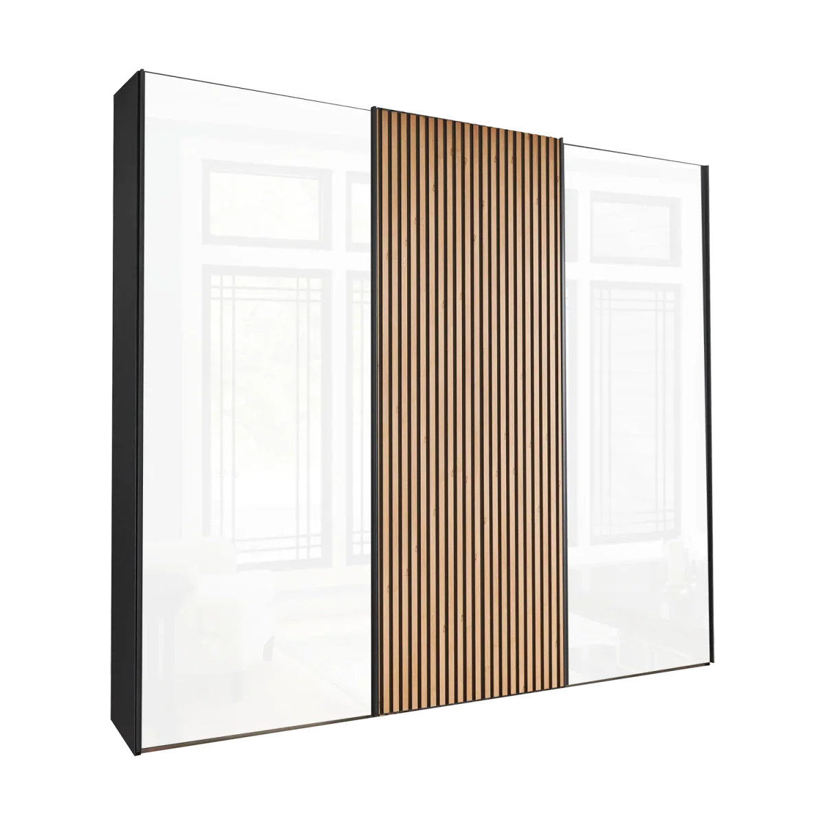 Tulsa 3 Door White Glass Sliding Door Wardrobe with Decking 