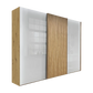 Tulsa 3 Door White Glass Sliding Door Wardrobe with Oak Decking 