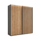 Tulsa Graphite Sliding 2 Door Wardrobe with Bianco Oak Doors & Slatted Detail