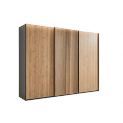 Tulsa Graphite Sliding Door Wardrobe with Bianco Oak Doors & Slats