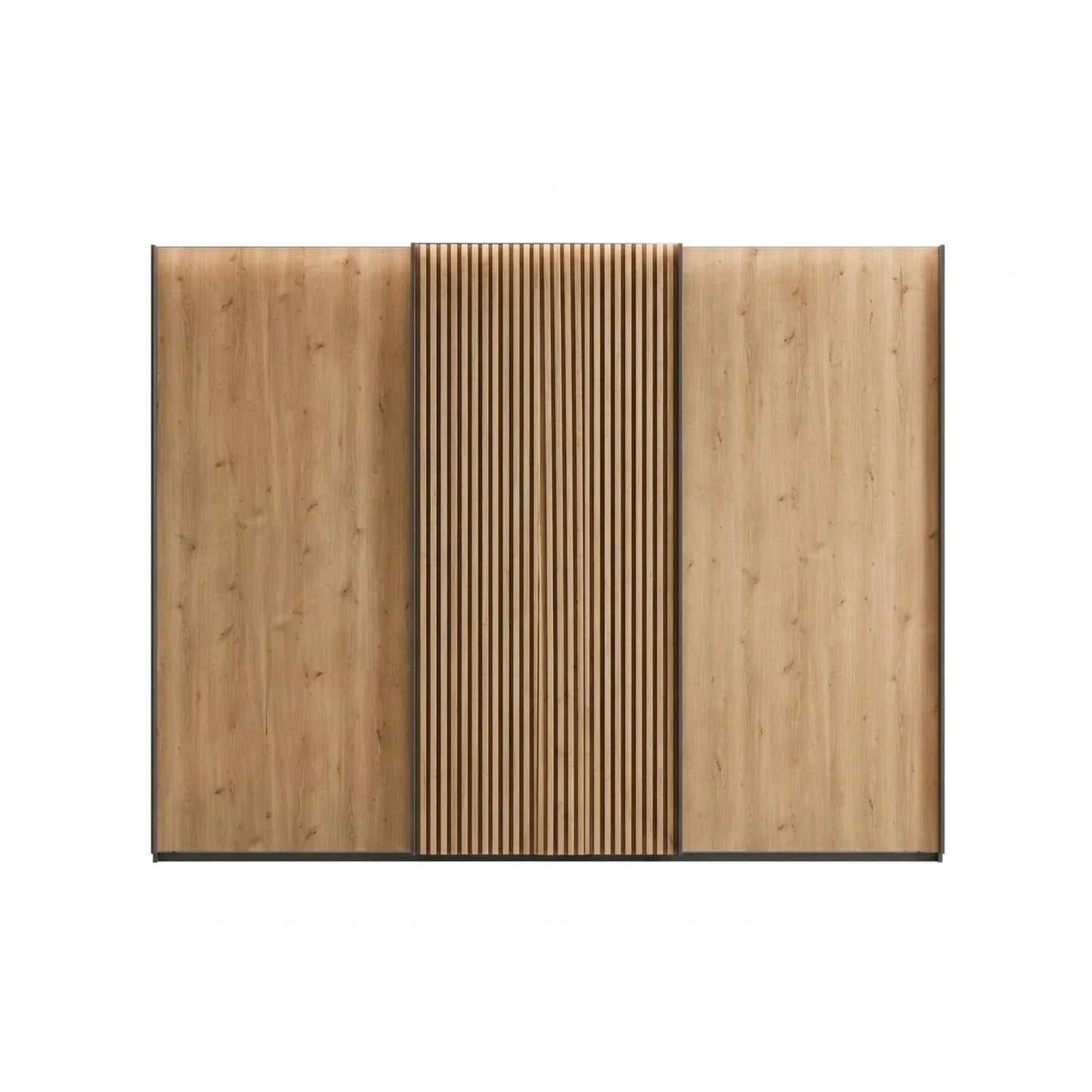 Tulsa Graphite Sliding Door Wardrobe with Bianco Oak Doors & Slats